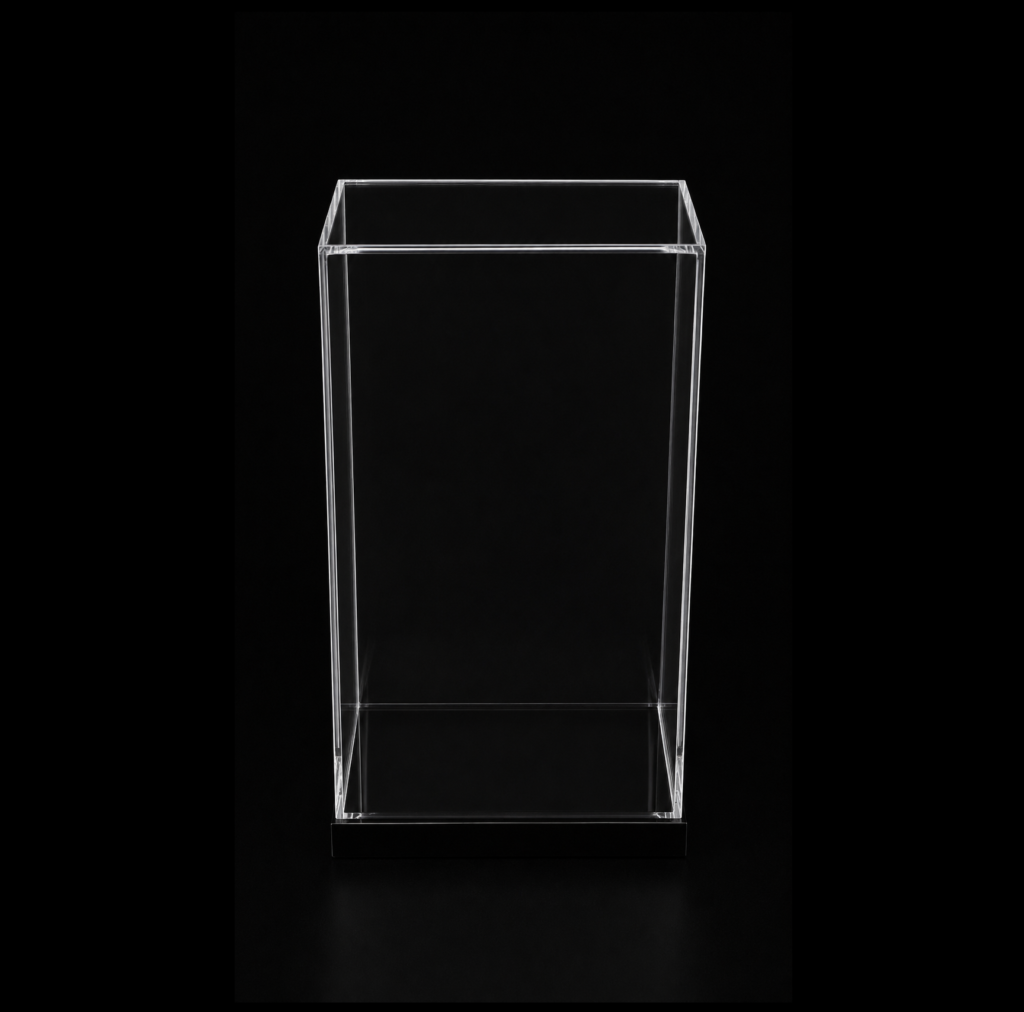Display Box Akrilik dengan Baki Hitam Ukuran 25x20x42cm