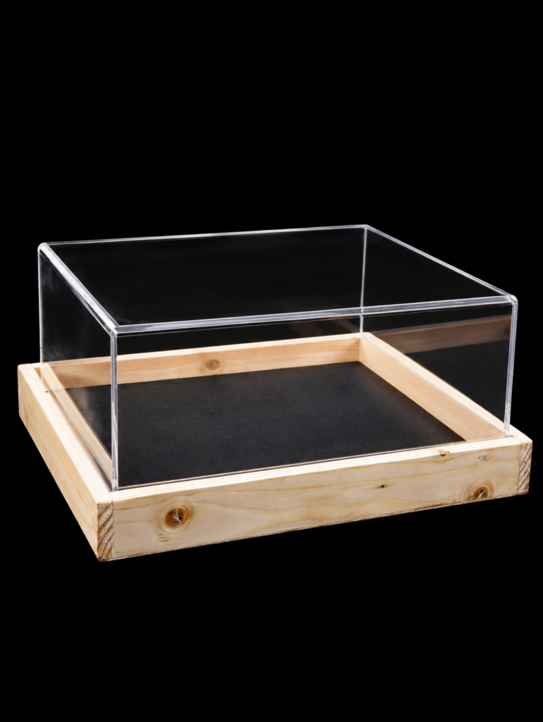 Kotak Mahar Seserahan Akrilik Baki Kayu Ukuran 35x35x15cm