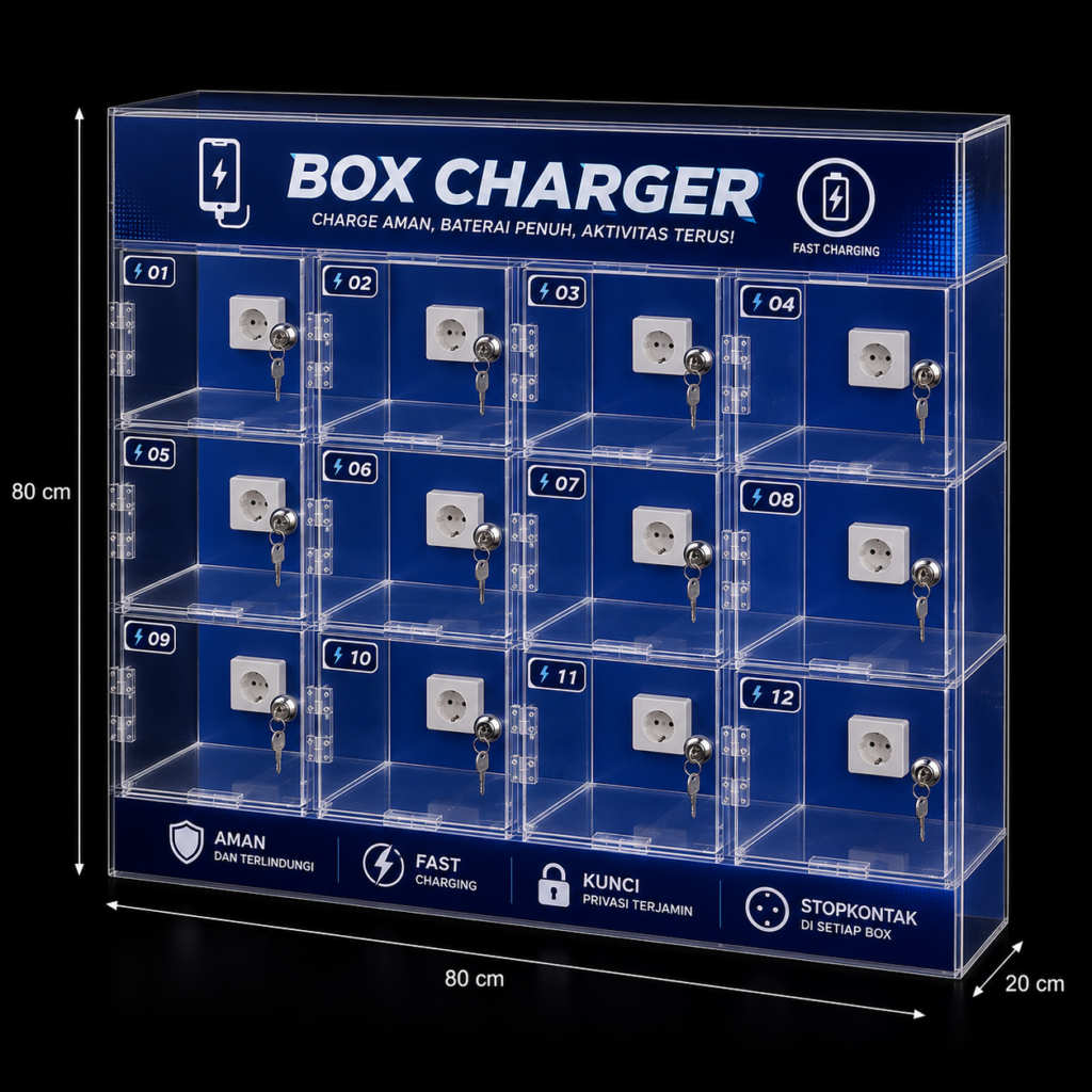 Box Charger Acrylic Custom PxLxT 80x20x80cm